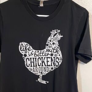 Black Graphic Tee - Life is Better with Chickens